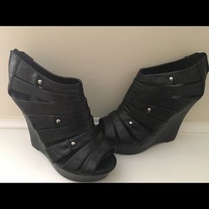 Charlotte Russe Black Wedge Peep-Toe Heels